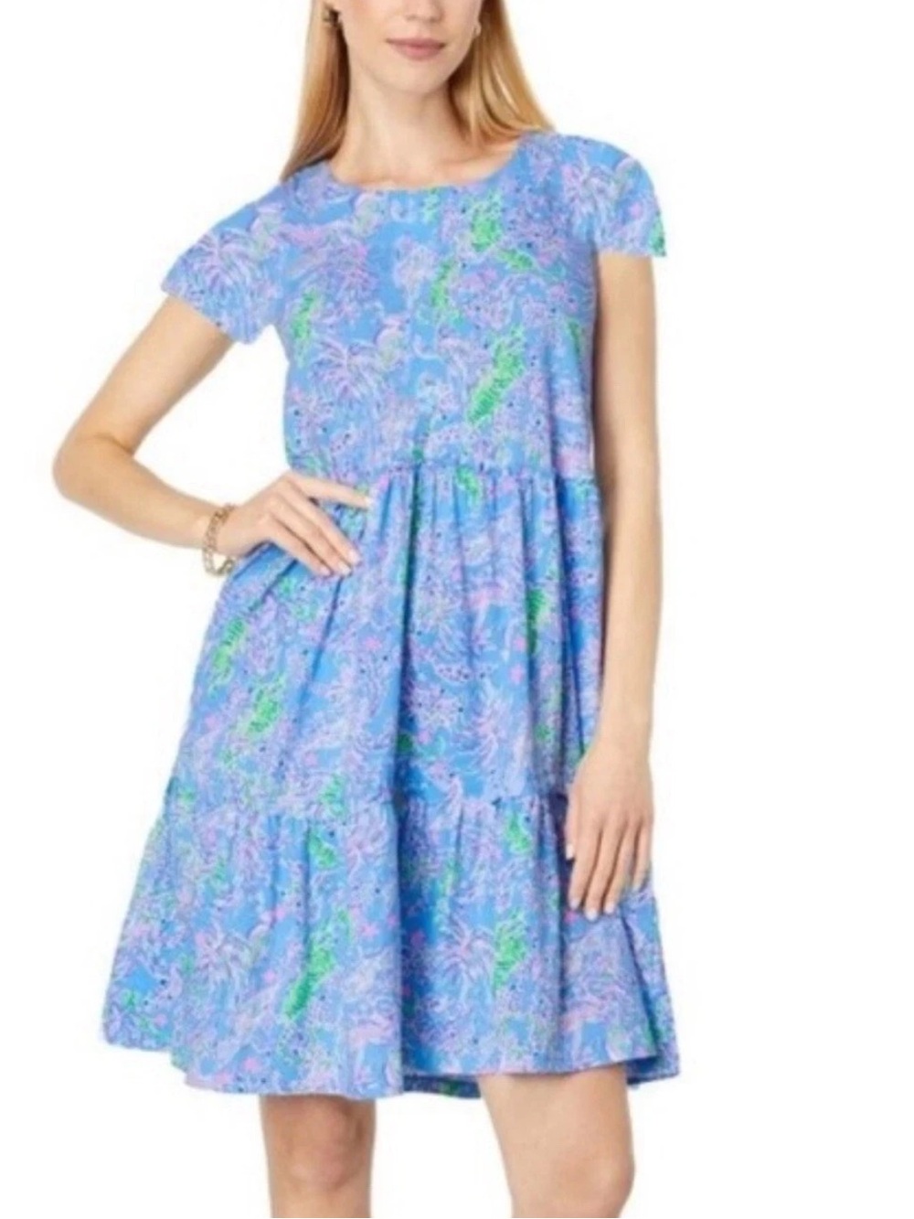 LILLY PULITZER Geanna MSRP 118$ Tiered Cotton Swing Shirt Dress Size XL NWOT